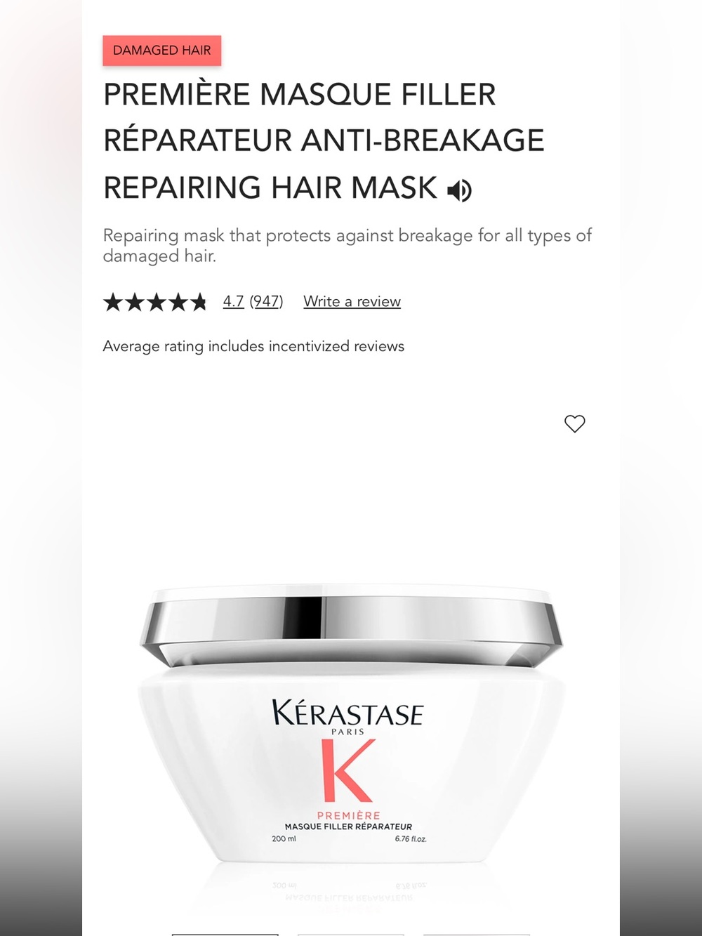 NEW Kerastase PREMIÈRE MASQUE ANTI-BREAKAGE REPAIRING HAIR MASK - Picture 2 of 4